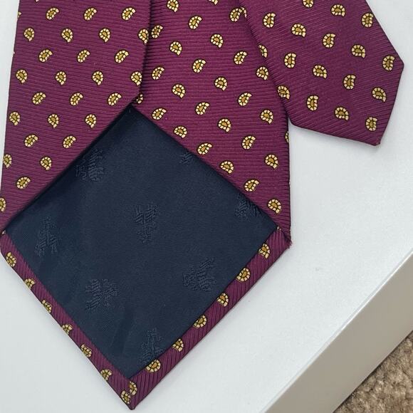 Brooks Brothers Burgundy Mustard Paisley Pure Silk Career Office Necktie NWOT - Picture 3 of 6